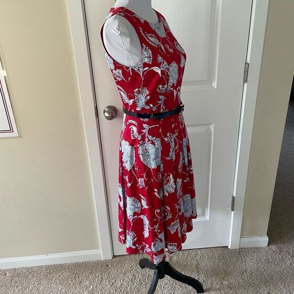 Tommy Hilfiger Belted A-line Dress Scarlett Red and Blue size 6 - Picture 3 of 13
